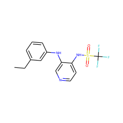 CCc1cccc(Nc2cnccc2NS(=O)(=O)C(F)(F)F)c1 ZINC000049110664