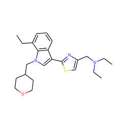 CCc1cccc2c(-c3nc(CN(CC)CC)cs3)cn(CC3CCOCC3)c12 ZINC000071294230