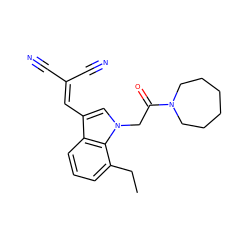 CCc1cccc2c(C=C(C#N)C#N)cn(CC(=O)N3CCCCCC3)c12 ZINC000000798079