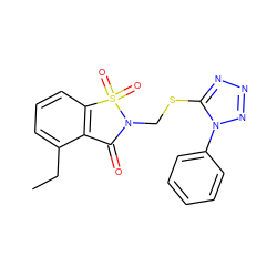 CCc1cccc2c1C(=O)N(CSc1nnnn1-c1ccccc1)S2(=O)=O ZINC000000592186