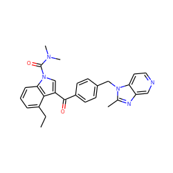 CCc1cccc2c1c(C(=O)c1ccc(Cn3c(C)nc4cnccc43)cc1)cn2C(=O)N(C)C ZINC000013776641