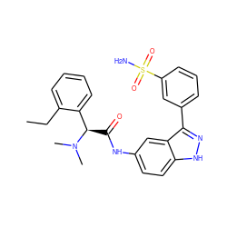 CCc1ccccc1[C@@H](C(=O)Nc1ccc2[nH]nc(-c3cccc(S(N)(=O)=O)c3)c2c1)N(C)C ZINC000299824936