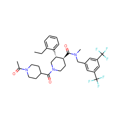 CCc1ccccc1[C@H]1CN(C(=O)C2CCN(C(C)=O)CC2)CC[C@@H]1C(=O)N(C)Cc1cc(C(F)(F)F)cc(C(F)(F)F)c1 ZINC000073291816