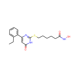 CCc1ccccc1-c1cc(=O)[nH]c(SCCCCCC(=O)NO)n1 ZINC000028528244