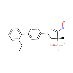 CCc1ccccc1-c1ccc(CC[C@](C)(C(=O)NO)S(C)(=O)=O)cc1 ZINC000073310073