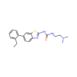 CCc1ccccc1-c1ccc2nc(NC(=O)NCCN(C)C)sc2c1 ZINC000095602275