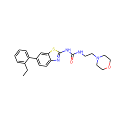 CCc1ccccc1-c1ccc2nc(NC(=O)NCCN3CCOCC3)sc2c1 ZINC000095605788