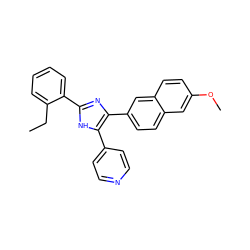 CCc1ccccc1-c1nc(-c2ccc3cc(OC)ccc3c2)c(-c2ccncc2)[nH]1 ZINC000028824344