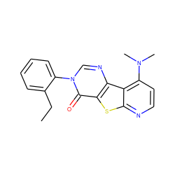 CCc1ccccc1-n1cnc2c(sc3nccc(N(C)C)c32)c1=O ZINC000013676100