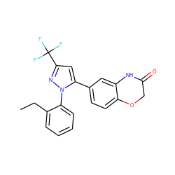 CCc1ccccc1-n1nc(C(F)(F)F)cc1-c1ccc2c(c1)NC(=O)CO2 ZINC000073197626