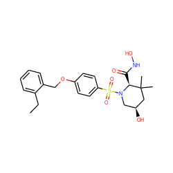 CCc1ccccc1COc1ccc(S(=O)(=O)N2C[C@H](O)CC(C)(C)[C@@H]2C(=O)NO)cc1 ZINC000028471970