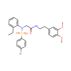 CCc1ccccc1N(CC(=O)NCCc1ccc(OC)c(OC)c1)S(=O)(=O)c1ccc(Br)cc1 ZINC000028890709