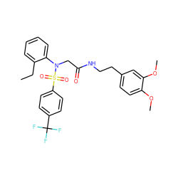 CCc1ccccc1N(CC(=O)NCCc1ccc(OC)c(OC)c1)S(=O)(=O)c1ccc(C(F)(F)F)cc1 ZINC000028890704