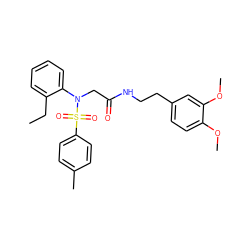 CCc1ccccc1N(CC(=O)NCCc1ccc(OC)c(OC)c1)S(=O)(=O)c1ccc(C)cc1 ZINC000002991079