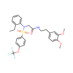 CCc1ccccc1N(CC(=O)NCCc1ccc(OC)c(OC)c1)S(=O)(=O)c1ccc(OC(F)(F)F)cc1 ZINC000028890721