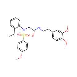 CCc1ccccc1N(CC(=O)NCCc1ccc(OC)c(OC)c1)S(=O)(=O)c1ccc(OC)cc1 ZINC000028890734