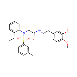 CCc1ccccc1N(CC(=O)NCCc1ccc(OC)c(OC)c1)S(=O)(=O)c1cccc(C)c1 ZINC000028890756