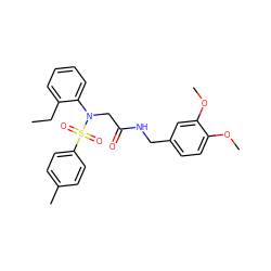 CCc1ccccc1N(CC(=O)NCc1ccc(OC)c(OC)c1)S(=O)(=O)c1ccc(C)cc1 ZINC000020039343