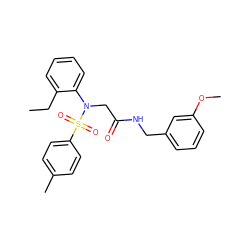 CCc1ccccc1N(CC(=O)NCc1cccc(OC)c1)S(=O)(=O)c1ccc(C)cc1 ZINC000028890782