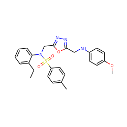 CCc1ccccc1N(Cc1nnc(CNc2ccc(OC)cc2)o1)S(=O)(=O)c1ccc(C)cc1 ZINC000028823397