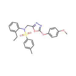 CCc1ccccc1N(Cc1nnc(Oc2ccc(OC)cc2)o1)S(=O)(=O)c1ccc(C)cc1 ZINC000028823383