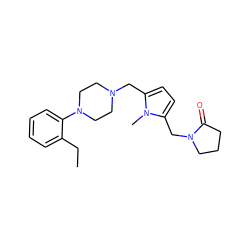 CCc1ccccc1N1CCN(Cc2ccc(CN3CCCC3=O)n2C)CC1 ZINC000013449326