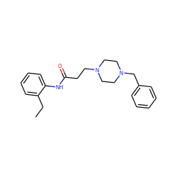 CCc1ccccc1NC(=O)CCN1CCN(Cc2ccccc2)CC1 ZINC000026751350