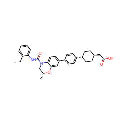 CCc1ccccc1NC(=O)N1C[C@@H](C)Oc2cc(-c3ccc([C@H]4CC[C@H](CC(=O)O)CC4)cc3)ccc21 ZINC000261155315