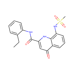 CCc1ccccc1NC(=O)c1cc(=O)c2cccc(NS(C)(=O)=O)c2[nH]1 ZINC000095586291