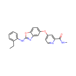 CCc1ccccc1Nc1nc2cc(Oc3ccnc(C(=O)NC)c3)ccc2o1 ZINC000071340372