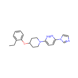 CCc1ccccc1OC1CCN(c2ccc(-n3ccnc3)nn2)CC1 ZINC000045391814