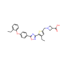 CCc1ccccc1Oc1ccc(-c2nc(-c3sc(CN4CC(C(=O)O)C4)cc3CC)no2)cc1 ZINC000073280213