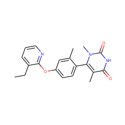 CCc1cccnc1Oc1ccc(-c2c(C)c(=O)[nH]c(=O)n2C)c(C)c1 ZINC000261112208