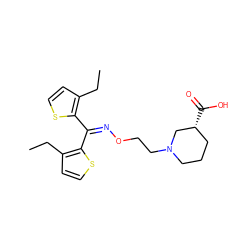 CCc1ccsc1C(=NOCCN1CCC[C@@H](C(=O)O)C1)c1sccc1CC ZINC000013800003