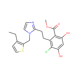 CCc1ccsc1Cn1ccnc1CCc1c(Cl)c(O)cc(O)c1C(=O)OC ZINC000653867819