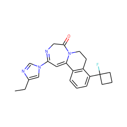 CCc1cn(C2=NCC(=O)N3CCc4c(cccc4C4(F)CCC4)C3=C2)cn1 ZINC000149265835