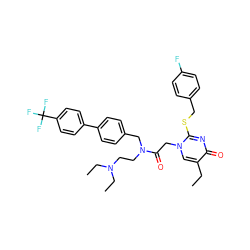 CCc1cn(CC(=O)N(CCN(CC)CC)Cc2ccc(-c3ccc(C(F)(F)F)cc3)cc2)c(SCc2ccc(F)cc2)nc1=O ZINC000003842703