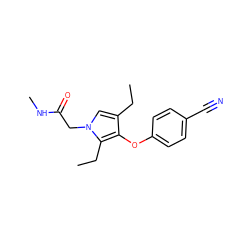 CCc1cn(CC(=O)NC)c(CC)c1Oc1ccc(C#N)cc1 ZINC000049785670