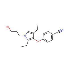 CCc1cn(CCCO)c(CC)c1Oc1ccc(C#N)cc1 ZINC000049047318