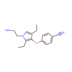 CCc1cn(CCN)c(CC)c1Oc1ccc(C#N)cc1 ZINC000049037064