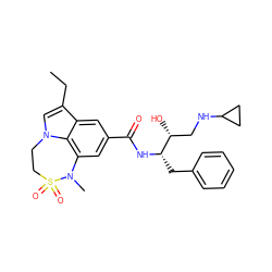 CCc1cn2c3c(cc(C(=O)N[C@@H](Cc4ccccc4)[C@H](O)CNC4CC4)cc13)N(C)S(=O)(=O)CC2 ZINC000040429666