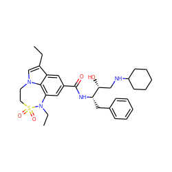 CCc1cn2c3c(cc(C(=O)N[C@@H](Cc4ccccc4)[C@H](O)CNC4CCCCC4)cc13)N(CC)S(=O)(=O)CC2 ZINC000042963555