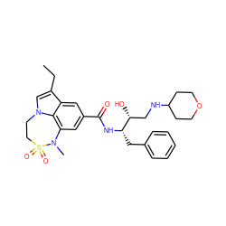 CCc1cn2c3c(cc(C(=O)N[C@@H](Cc4ccccc4)[C@H](O)CNC4CCOCC4)cc13)N(C)S(=O)(=O)CC2 ZINC000043120168