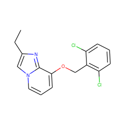 CCc1cn2cccc(OCc3c(Cl)cccc3Cl)c2n1 ZINC000013778234