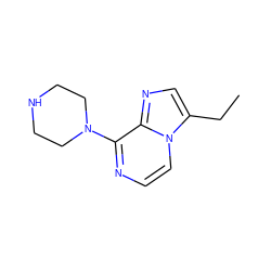 CCc1cnc2c(N3CCNCC3)nccn12 ZINC000011422388