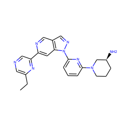 CCc1cncc(-c2cc3c(cn2)cnn3-c2cccc(N3CCC[C@H](N)C3)n2)n1 ZINC000217959652