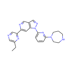 CCc1cncc(-c2cc3c(cn2)cnn3-c2cccc(N3CCCNCC3)n2)n1 ZINC000224844164