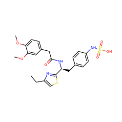 CCc1csc([C@H](Cc2ccc(NS(=O)(=O)O)cc2)NC(=O)Cc2ccc(OC)c(OC)c2)n1 ZINC000113973949