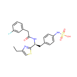 CCc1csc([C@H](Cc2ccc(NS(=O)(=O)O)cc2)NC(=O)Cc2cccc(F)c2)n1 ZINC000113971874