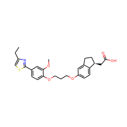 CCc1csc(-c2ccc(OCCCOc3ccc4c(c3)CC[C@H]4CC(=O)O)c(OC)c2)n1 ZINC000014977121